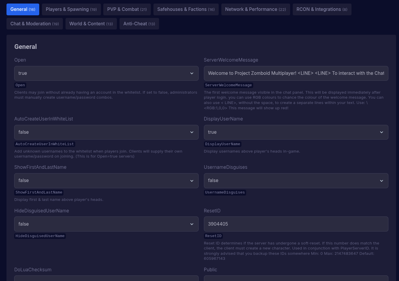 Server Config Editor